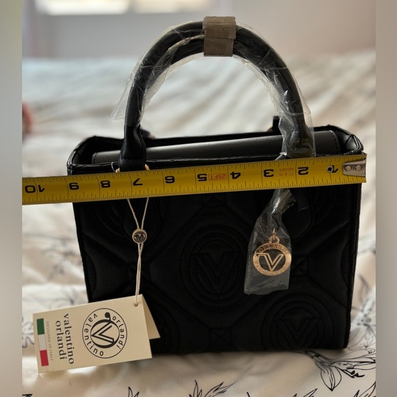 NWT Valentino Orlando Italy Design Monogram Small Tote Shoulder Bag LOGO Strap - Picture 9 of 12